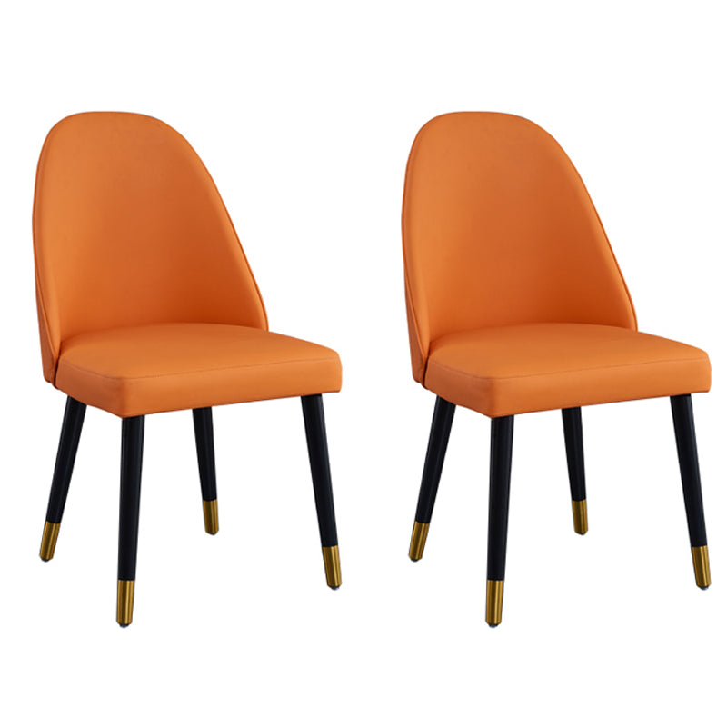Glam Wood Dining Armless Chairs Faux Leather Dining Chairs for Home Use (Set of 2) Orange Clearhalo ' kitchen&dining_furn' 'Dining Chairs' 'Dining Tables & Seating' 'dining_chair' 'furn' 'furn_dining_chair' 'Furniture' 'furniture_dining_chair' 'Kitchen & Dining Furniture' 'kitchen' 4206500