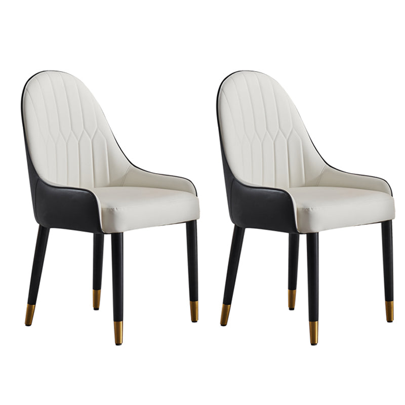 Glam Wood Dining Arm Chairs Faux Leather Dining Chairs for Restaurant Use (Set of 2) White Clearhalo ' kitchen&dining_furn' 'Dining Chairs' 'Dining Tables & Seating' 'dining_chair' 'furn' 'furn_dining_chair' 'Furniture' 'furniture_dining_chair' 'Kitchen & Dining Furniture' 'kitchen' 4206508