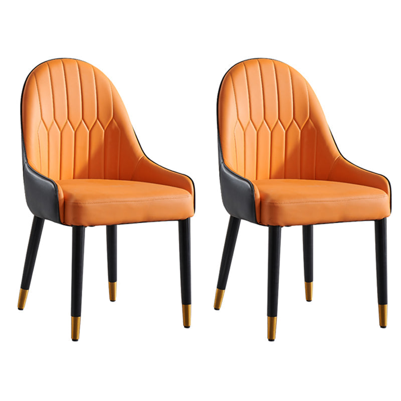 Glam Wood Dining Arm Chairs Faux Leather Dining Chairs for Restaurant Use (Set of 2) Orange Clearhalo ' kitchen&dining_furn' 'Dining Chairs' 'Dining Tables & Seating' 'dining_chair' 'furn' 'furn_dining_chair' 'Furniture' 'furniture_dining_chair' 'Kitchen & Dining Furniture' 'kitchen' 4206510