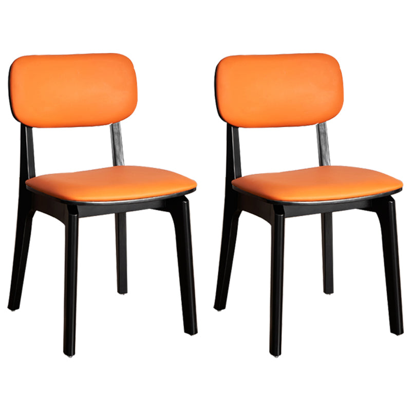 Contemporary Wood Dining Room Chair Leather Dining Chairs for Home Use (Set of 2) Orange Clearhalo ' kitchen&dining_furn' 'Dining Chairs' 'Dining Tables & Seating' 'dining_chair' 'furn' 'furn_dining_chair' 'Furniture' 'furniture_dining_chair' 'Kitchen & Dining Furniture' 'kitchen' 4206540