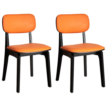 Contemporary Wood Dining Room Chair Leather Dining Chairs for Home Use (Set of 2) Orange Clearhalo ' kitchen&dining_furn' 'Dining Chairs' 'Dining Tables & Seating' 'dining_chair' 'furn' 'furn_dining_chair' 'Furniture' 'furniture_dining_chair' 'Kitchen & Dining Furniture' 'kitchen' 4206540
