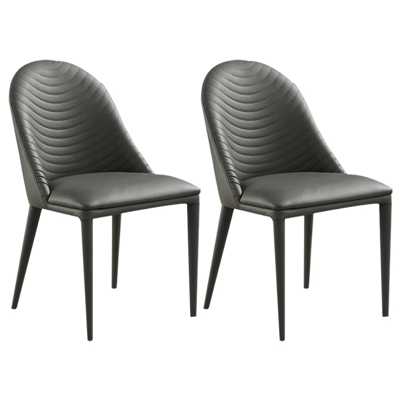 Modern PU Leather Dining Chair Armless Metal Dining Chair for Home Use (Set of 2) Grey Clearhalo ' kitchen&dining_furn' 'Dining Chairs' 'Dining Tables & Seating' 'dining_chair' 'furn' 'furn_dining_chair' 'Furniture' 'furniture_dining_chair' 'Kitchen & Dining Furniture' 'kitchen' 4206550