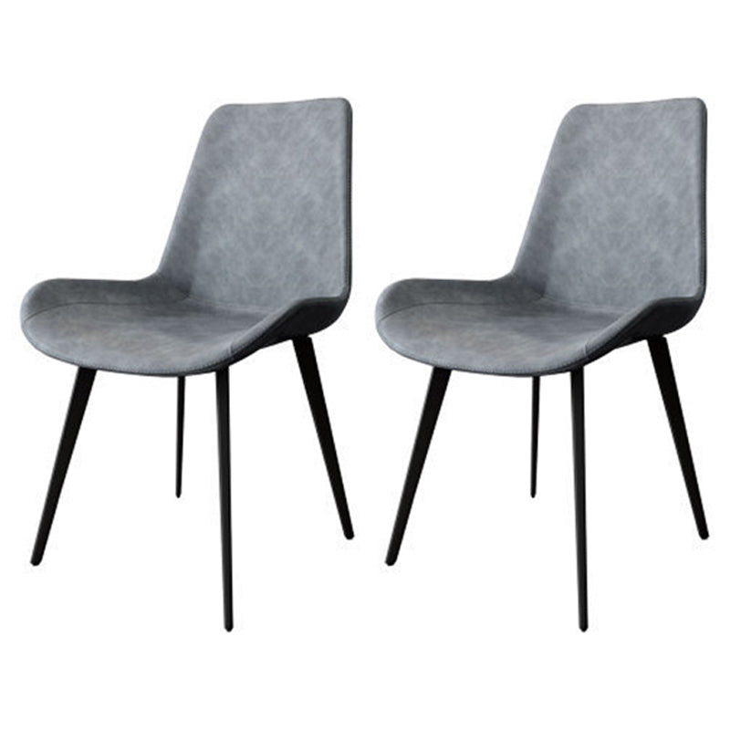 Modern Leather Restaurant Side Chair Solid Back Dining Chair (Set of 2) Grey Clearhalo ' kitchen&dining_furn' 'Dining Chairs' 'Dining Tables & Seating' 'dining_chair' 'furn' 'furn_dining_chair' 'Furniture' 'furniture_dining_chair' 'Kitchen & Dining Furniture' 'kitchen' 4206563
