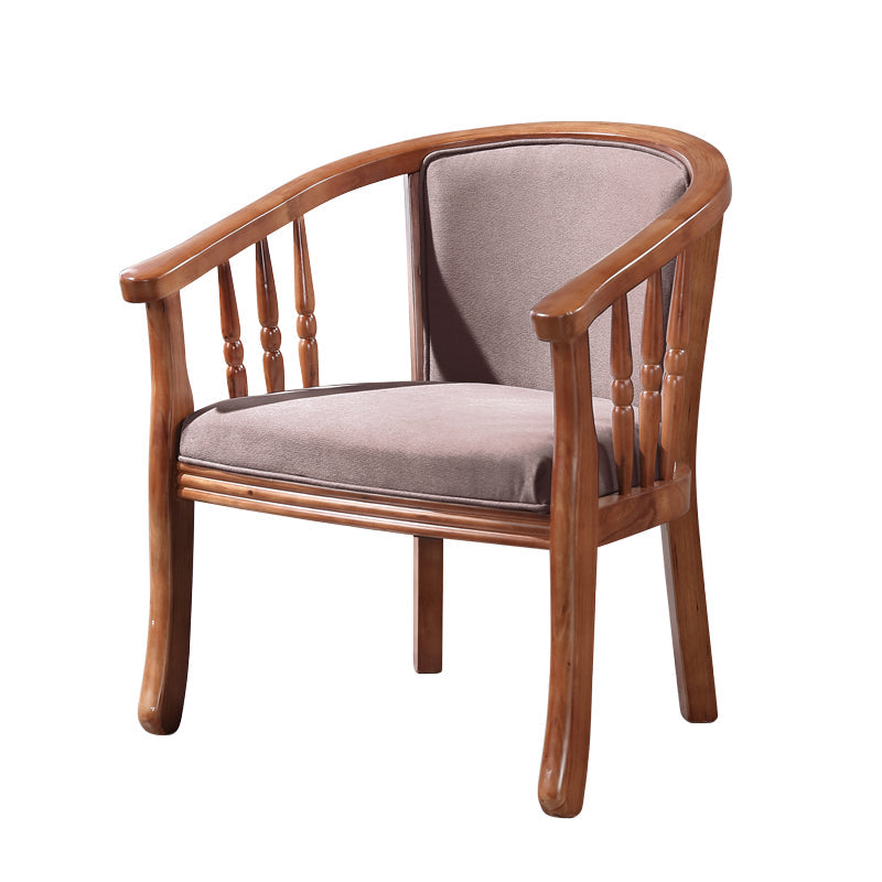 Traditional Wood Dining Arm Chairs Linen Fabric Dining Chair for Restaurant Use Dark Coffee 1 Piece Clearhalo ' kitchen&dining_furn' 'Dining Chairs' 'Dining Tables & Seating' 'dining_chair' 'furn' 'furn_dining_chair' 'Furniture' 'furniture_dining_chair' 'Kitchen & Dining Furniture' 'kitchen' 4206594