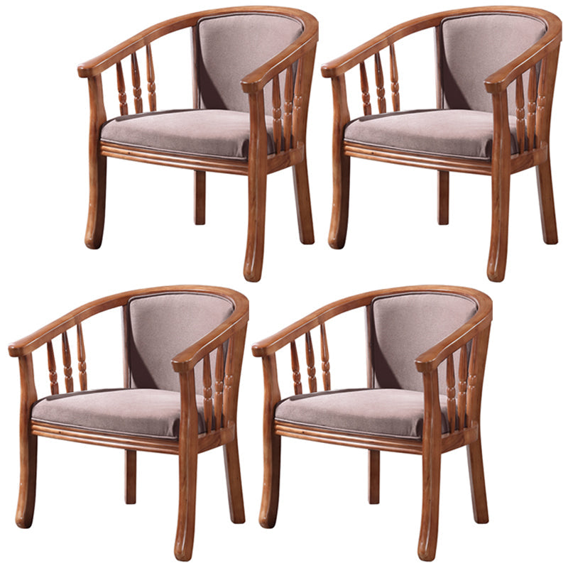 Traditional Wood Dining Arm Chairs Linen Fabric Dining Chair for Restaurant Use Dark Coffee 4 Piece Set Clearhalo ' kitchen&dining_furn' 'Dining Chairs' 'Dining Tables & Seating' 'dining_chair' 'furn' 'furn_dining_chair' 'Furniture' 'furniture_dining_chair' 'Kitchen & Dining Furniture' 'kitchen' 4206596