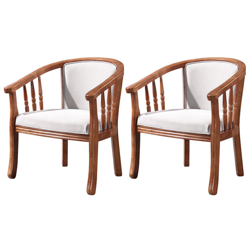 Traditional Wood Dining Arm Chairs Linen Fabric Dining Chair for Restaurant Use Off-White 2 Piece Set Clearhalo ' kitchen&dining_furn' 'Dining Chairs' 'Dining Tables & Seating' 'dining_chair' 'furn' 'furn_dining_chair' 'Furniture' 'furniture_dining_chair' 'Kitchen & Dining Furniture' 'kitchen' 4206601