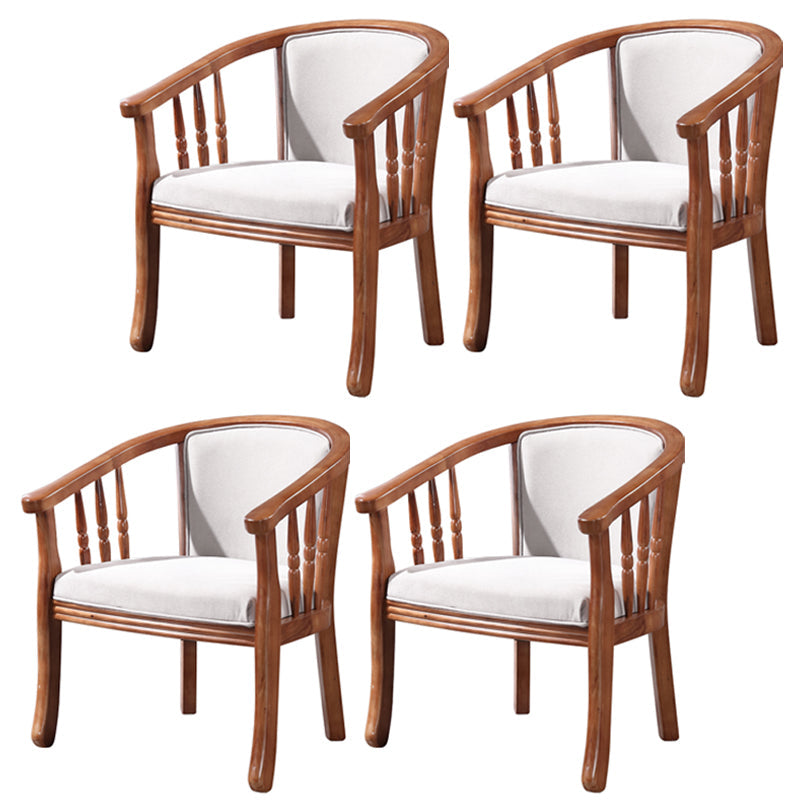 Traditional Wood Dining Arm Chairs Linen Fabric Dining Chair for Restaurant Use Off-White 4 Piece Set Clearhalo ' kitchen&dining_furn' 'Dining Chairs' 'Dining Tables & Seating' 'dining_chair' 'furn' 'furn_dining_chair' 'Furniture' 'furniture_dining_chair' 'Kitchen & Dining Furniture' 'kitchen' 4206602