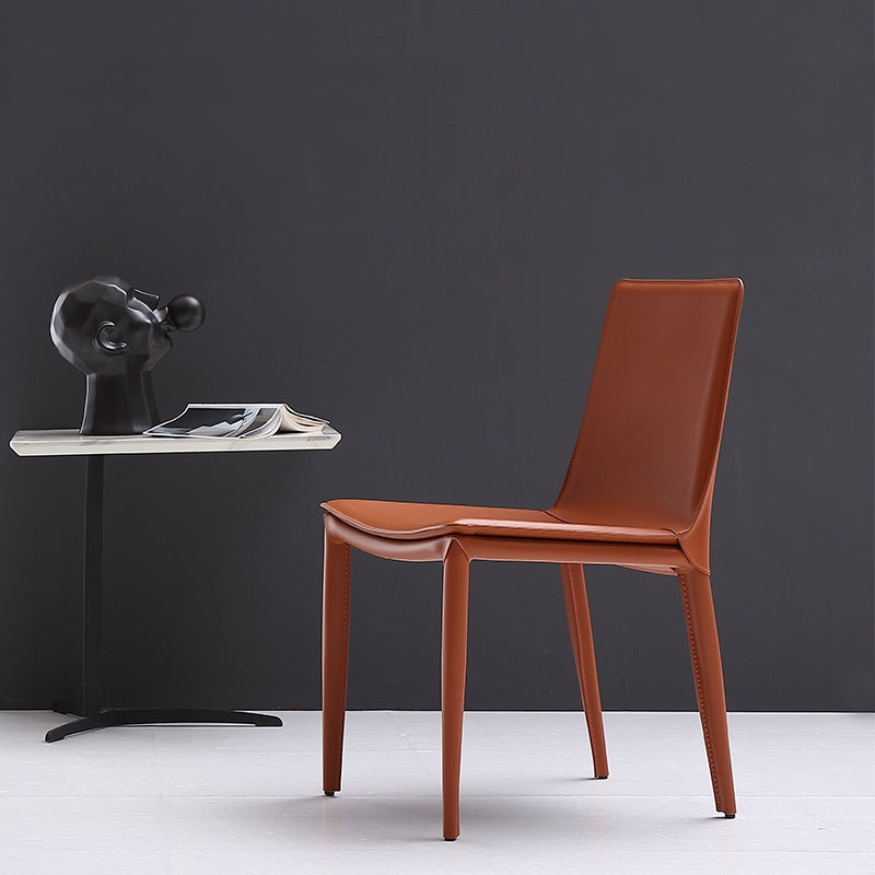 Designer Style Leather Home Side Chair Solid Back Dining Chair (Set of 2) Clearhalo ' kitchen&dining_furn' 'Dining Chairs' 'Dining Tables & Seating' 'dining_chair' 'furn' 'furn_dining_chair' 'Furniture' 'furniture_dining_chair' 'Kitchen & Dining Furniture' 'kitchen' 4206607