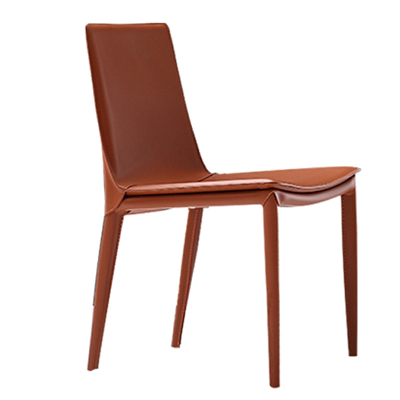 Designer Style Leather Home Side Chair Solid Back Dining Chair (Set of 2) Clearhalo ' kitchen&dining_furn' 'Dining Chairs' 'Dining Tables & Seating' 'dining_chair' 'furn' 'furn_dining_chair' 'Furniture' 'furniture_dining_chair' 'Kitchen & Dining Furniture' 'kitchen' 4206610