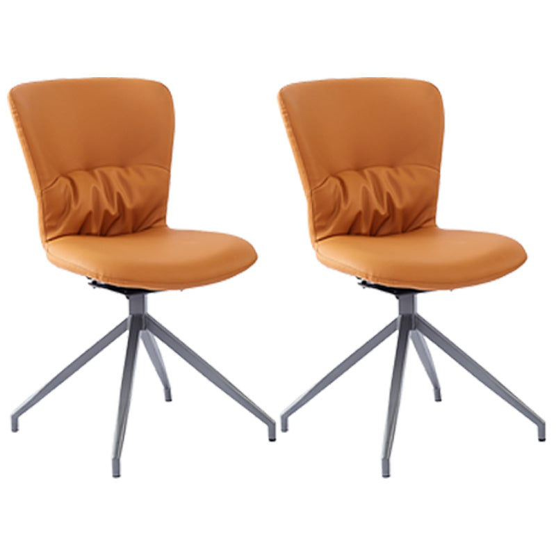 Contemporary Metal Dining Armless Chair Swivel Side Chair for Home Use Orange 2 Piece Set Clearhalo ' kitchen&dining_furn' 'Dining Chairs' 'Dining Tables & Seating' 'dining_chair' 'furn' 'furn_dining_chair' 'Furniture' 'furniture_dining_chair' 'Kitchen & Dining Furniture' 'kitchen' 4206629