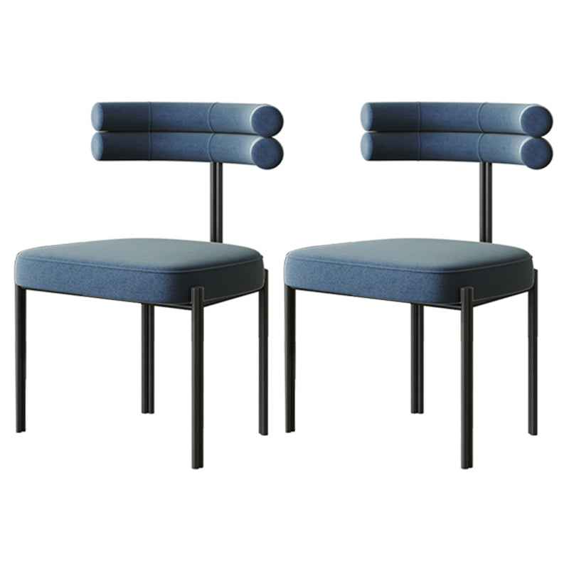 Designer Style Open Back Restaurant Side Chair Matte Finish Velvet Dining Chair Royal Blue 2 Piece Set Clearhalo ' kitchen&dining_furn' 'Dining Chairs' 'Dining Tables & Seating' 'dining_chair' 'furn' 'furn_dining_chair' 'Furniture' 'furniture_dining_chair' 'Kitchen & Dining Furniture' 'kitchen' 4206640