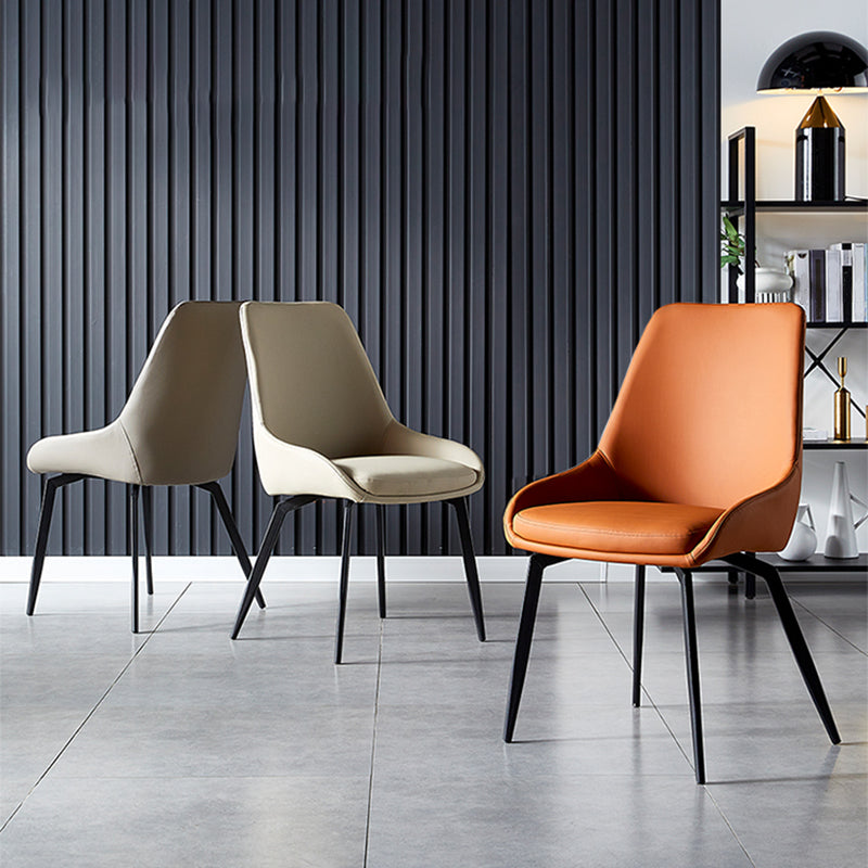 Modern Restaurant Leather Side Chair Matte Finish Parsons Dining Chair with Black Legs Clearhalo ' kitchen&dining_furn' 'Dining Chairs' 'Dining Tables & Seating' 'dining_chair' 'furn' 'furn_dining_chair' 'Furniture' 'furniture_dining_chair' 'Kitchen & Dining Furniture' 'kitchen' 4206651