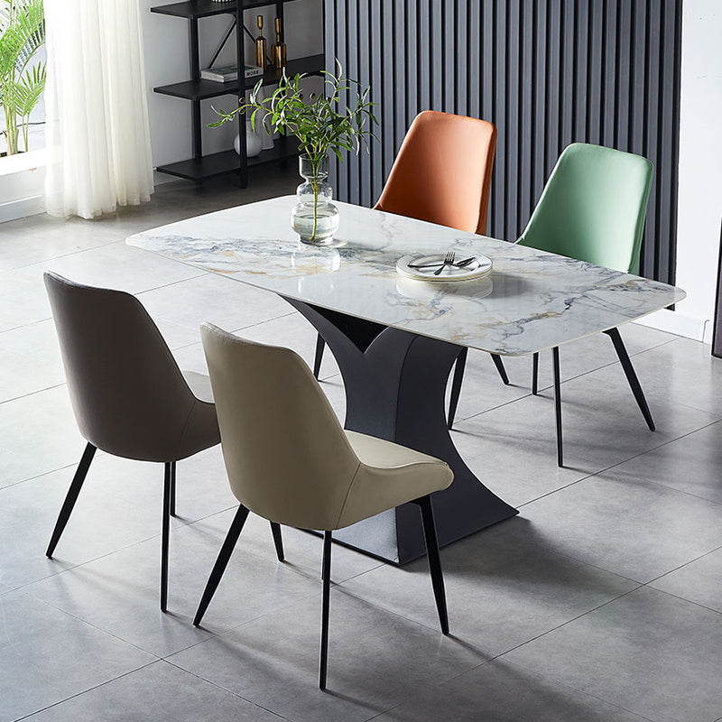 Modern Restaurant Leather Side Chair Matte Finish Parsons Dining Chair with Black Legs Clearhalo ' kitchen&dining_furn' 'Dining Chairs' 'Dining Tables & Seating' 'dining_chair' 'furn' 'furn_dining_chair' 'Furniture' 'furniture_dining_chair' 'Kitchen & Dining Furniture' 'kitchen' 4206654