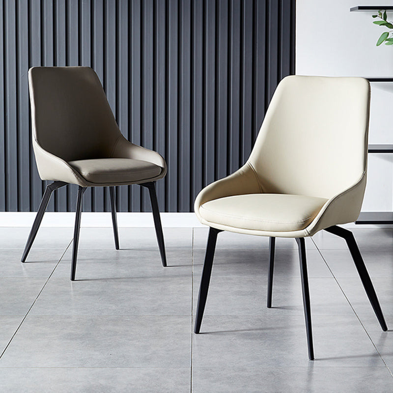 Modern Restaurant Leather Side Chair Matte Finish Parsons Dining Chair with Black Legs Clearhalo ' kitchen&dining_furn' 'Dining Chairs' 'Dining Tables & Seating' 'dining_chair' 'furn' 'furn_dining_chair' 'Furniture' 'furniture_dining_chair' 'Kitchen & Dining Furniture' 'kitchen' 4206656