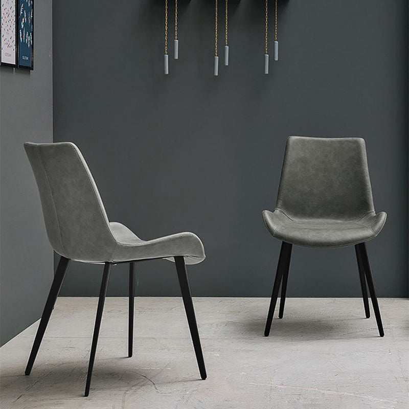 Modern Restaurant Leather Side Chair Solid Back Dining Chair with Black Legs Clearhalo ' kitchen&dining_furn' 'Dining Chairs' 'Dining Tables & Seating' 'dining_chair' 'furn' 'furn_dining_chair' 'Furniture' 'furniture_dining_chair' 'Kitchen & Dining Furniture' 'kitchen' 4206665