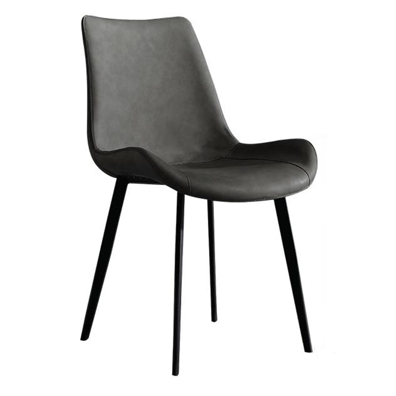 Modern Restaurant Leather Side Chair Solid Back Dining Chair with Black Legs Clearhalo ' kitchen&dining_furn' 'Dining Chairs' 'Dining Tables & Seating' 'dining_chair' 'furn' 'furn_dining_chair' 'Furniture' 'furniture_dining_chair' 'Kitchen & Dining Furniture' 'kitchen' 4206671