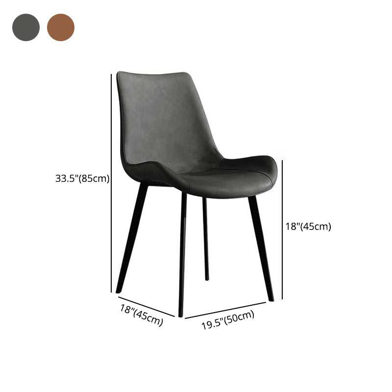 Modern Restaurant Leather Side Chair Solid Back Dining Chair with Black Legs Clearhalo ' kitchen&dining_furn' 'Dining Chairs' 'Dining Tables & Seating' 'dining_chair' 'furn' 'furn_dining_chair' 'Furniture' 'furniture_dining_chair' 'Kitchen & Dining Furniture' 'kitchen' 4206676