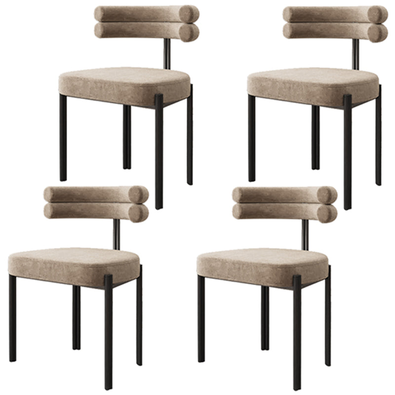 Modern Style Home Side Chair Open Back Upholstered Designer Dining Room Chair Khaki 4 Piece Set Clearhalo ' kitchen&dining_furn' 'Dining Chairs' 'Dining Tables & Seating' 'dining_chair' 'furn' 'furn_dining_chair' 'Furniture' 'furniture_dining_chair' 'Kitchen & Dining Furniture' 'kitchen' 4206689