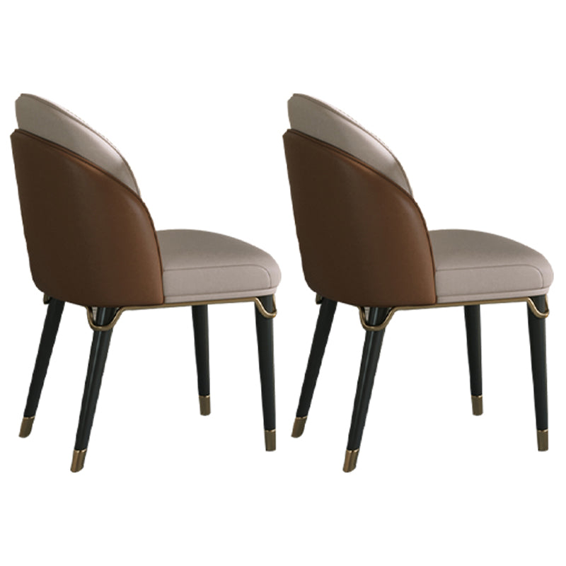 Home Armless Dining Chairs Upholstered Side Chairs with Wood Legs (Set of 2) Brown Clearhalo ' kitchen&dining_furn' 'Dining Chairs' 'Dining Tables & Seating' 'dining_chair' 'furn' 'furn_dining_chair' 'Furniture' 'furniture_dining_chair' 'Kitchen & Dining Furniture' 'kitchen' 4206701