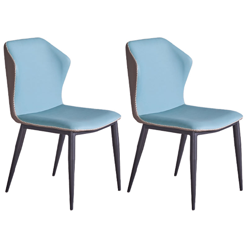 Home Armless Dining Chairs Upholstered Side Chairs with Metal Legs (Set of 2) Light Blue Clearhalo ' kitchen&dining_furn' 'Dining Chairs' 'Dining Tables & Seating' 'dining_chair' 'furn' 'furn_dining_chair' 'Furniture' 'furniture_dining_chair' 'Kitchen & Dining Furniture' 'kitchen' 4206713