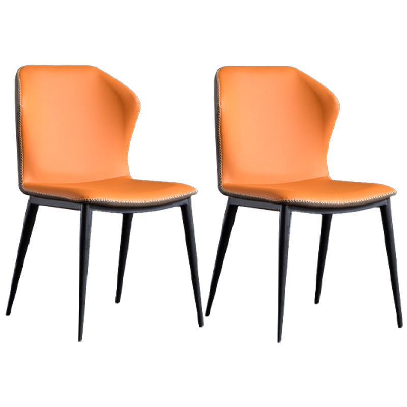 Home Armless Dining Chairs Upholstered Side Chairs with Metal Legs (Set of 2) Orange Clearhalo ' kitchen&dining_furn' 'Dining Chairs' 'Dining Tables & Seating' 'dining_chair' 'furn' 'furn_dining_chair' 'Furniture' 'furniture_dining_chair' 'Kitchen & Dining Furniture' 'kitchen' 4206715