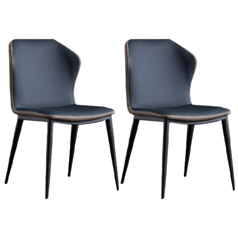 Home Armless Dining Chairs Upholstered Side Chairs with Metal Legs (Set of 2) Blue Clearhalo ' kitchen&dining_furn' 'Dining Chairs' 'Dining Tables & Seating' 'dining_chair' 'furn' 'furn_dining_chair' 'Furniture' 'furniture_dining_chair' 'Kitchen & Dining Furniture' 'kitchen' 4206716