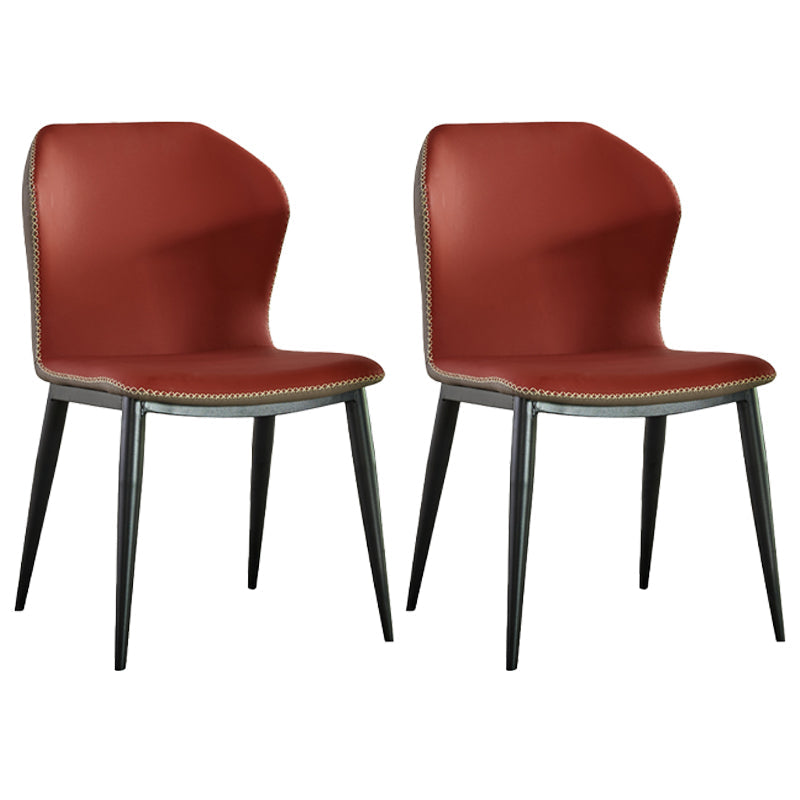 Home Armless Dining Chairs Upholstered Side Chairs with Metal Legs (Set of 2) Red Clearhalo ' kitchen&dining_furn' 'Dining Chairs' 'Dining Tables & Seating' 'dining_chair' 'furn' 'furn_dining_chair' 'Furniture' 'furniture_dining_chair' 'Kitchen & Dining Furniture' 'kitchen' 4206720