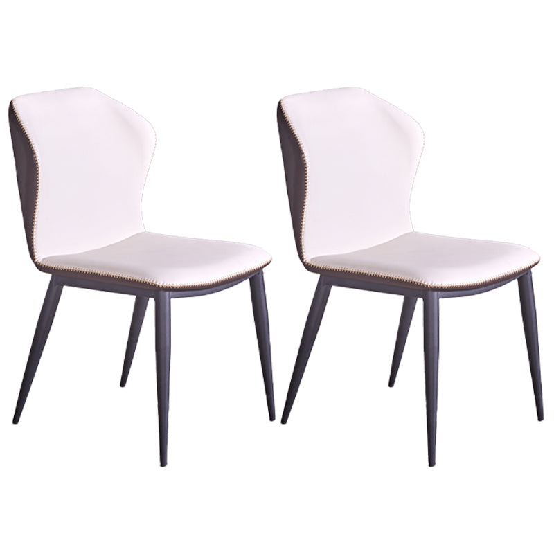 Home Armless Dining Chairs Upholstered Side Chairs with Metal Legs (Set of 2) Off-White Clearhalo ' kitchen&dining_furn' 'Dining Chairs' 'Dining Tables & Seating' 'dining_chair' 'furn' 'furn_dining_chair' 'Furniture' 'furniture_dining_chair' 'Kitchen & Dining Furniture' 'kitchen' 4206724