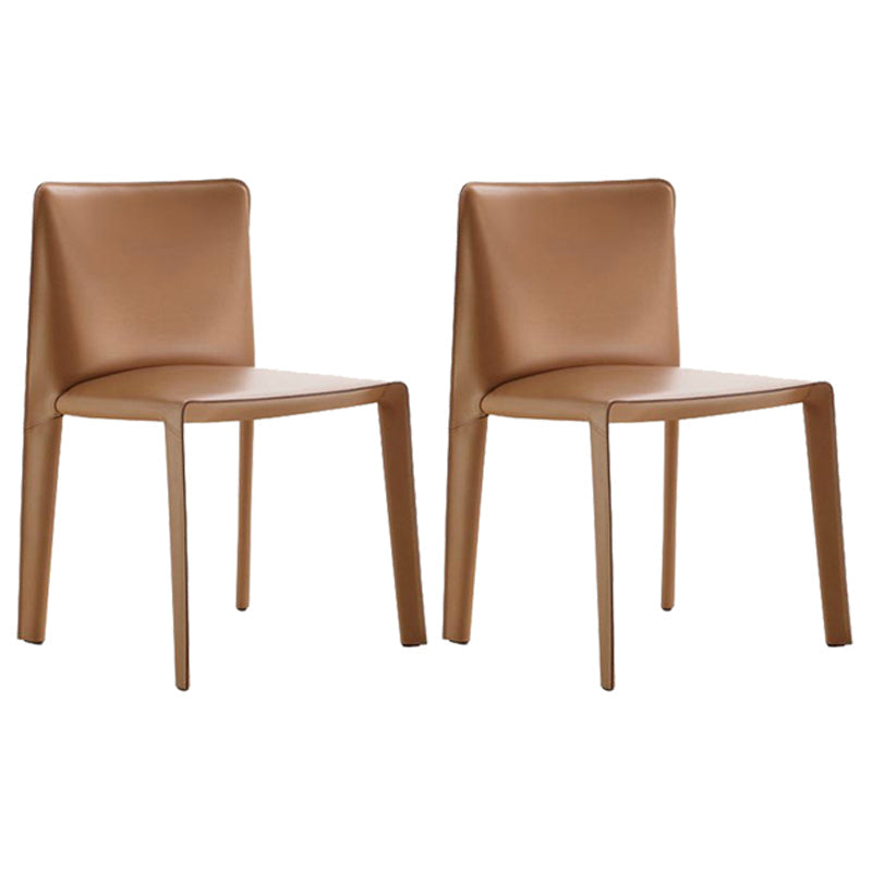 Designer Style Leather Side Chair Matte Finish Solid Back Dining Chair (Set of 2) Yellow Clearhalo ' kitchen&dining_furn' 'Dining Chairs' 'Dining Tables & Seating' 'dining_chair' 'furn' 'furn_dining_chair' 'Furniture' 'furniture_dining_chair' 'Kitchen & Dining Furniture' 'kitchen' 4206735