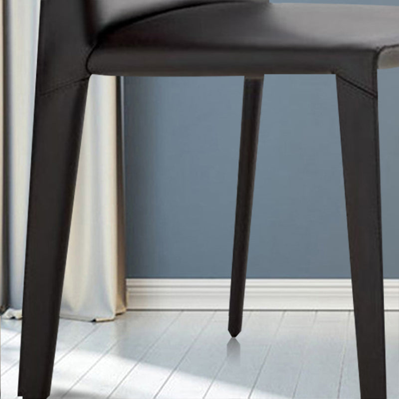 Designer Style Leather Side Chair Matte Finish Solid Back Dining Chair (Set of 2) Clearhalo ' kitchen&dining_furn' 'Dining Chairs' 'Dining Tables & Seating' 'dining_chair' 'furn' 'furn_dining_chair' 'Furniture' 'furniture_dining_chair' 'Kitchen & Dining Furniture' 'kitchen' 4206738