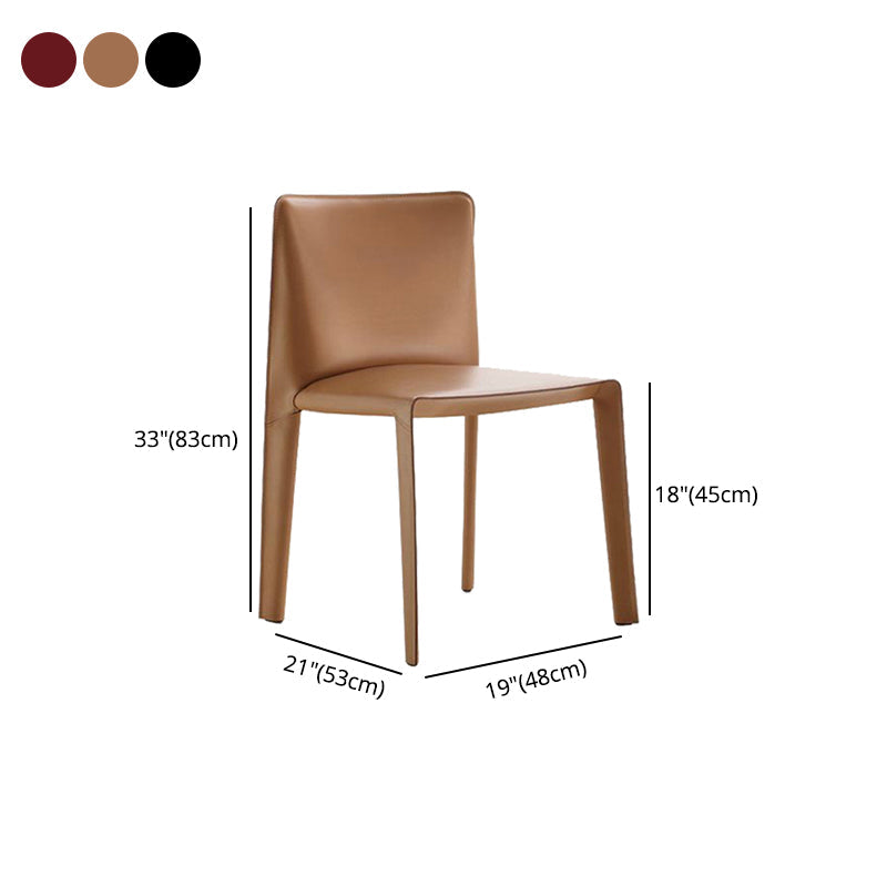 Designer Style Leather Side Chair Matte Finish Solid Back Dining Chair (Set of 2) Clearhalo ' kitchen&dining_furn' 'Dining Chairs' 'Dining Tables & Seating' 'dining_chair' 'furn' 'furn_dining_chair' 'Furniture' 'furniture_dining_chair' 'Kitchen & Dining Furniture' 'kitchen' 4206743