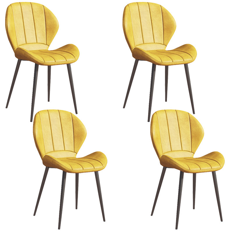 Scandinavian Upholstered Home Side Chair Matte Finish Wingback Dining Chair Yellow 4 Piece Set Black Clearhalo ' kitchen&dining_furn' 'Dining Chairs' 'Dining Tables & Seating' 'dining_chair' 'furn' 'furn_dining_chair' 'Furniture' 'furniture_dining_chair' 'Kitchen & Dining Furniture' 'kitchen' 4206768
