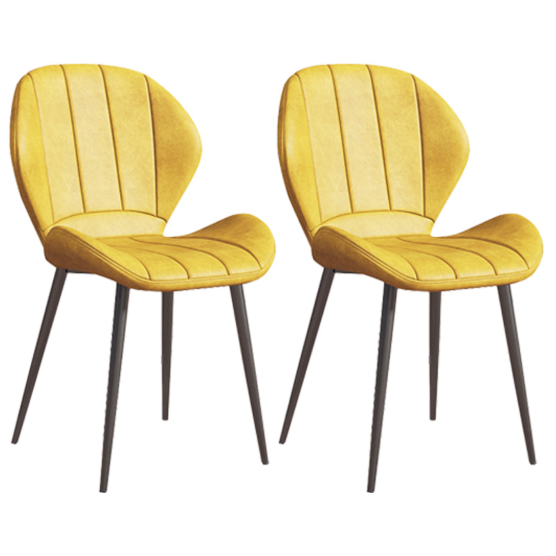 Scandinavian Upholstered Home Side Chair Matte Finish Wingback Dining Chair Yellow 2 Piece Set Black Clearhalo ' kitchen&dining_furn' 'Dining Chairs' 'Dining Tables & Seating' 'dining_chair' 'furn' 'furn_dining_chair' 'Furniture' 'furniture_dining_chair' 'Kitchen & Dining Furniture' 'kitchen' 4206771