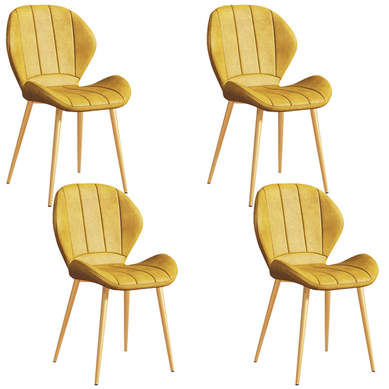 Scandinavian Upholstered Home Side Chair Matte Finish Wingback Dining Chair Yellow 4 Piece Set Brass Gold Clearhalo ' kitchen&dining_furn' 'Dining Chairs' 'Dining Tables & Seating' 'dining_chair' 'furn' 'furn_dining_chair' 'Furniture' 'furniture_dining_chair' 'Kitchen & Dining Furniture' 'kitchen' 4206772