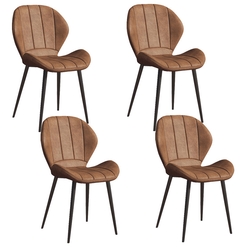 Scandinavian Upholstered Home Side Chair Matte Finish Wingback Dining Chair Brown 4 Piece Set Black Clearhalo ' kitchen&dining_furn' 'Dining Chairs' 'Dining Tables & Seating' 'dining_chair' 'furn' 'furn_dining_chair' 'Furniture' 'furniture_dining_chair' 'Kitchen & Dining Furniture' 'kitchen' 4206799