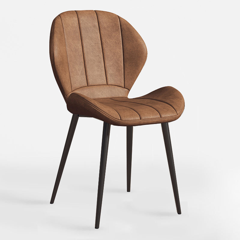 Scandinavian Upholstered Home Side Chair Matte Finish Wingback Dining Chair Brown 1 Piece Black Clearhalo ' kitchen&dining_furn' 'Dining Chairs' 'Dining Tables & Seating' 'dining_chair' 'furn' 'furn_dining_chair' 'Furniture' 'furniture_dining_chair' 'Kitchen & Dining Furniture' 'kitchen' 4206800