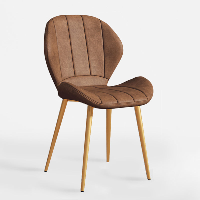 Scandinavian Upholstered Home Side Chair Matte Finish Wingback Dining Chair Brown 1 Piece Brass Gold Clearhalo ' kitchen&dining_furn' 'Dining Chairs' 'Dining Tables & Seating' 'dining_chair' 'furn' 'furn_dining_chair' 'Furniture' 'furniture_dining_chair' 'Kitchen & Dining Furniture' 'kitchen' 4206812