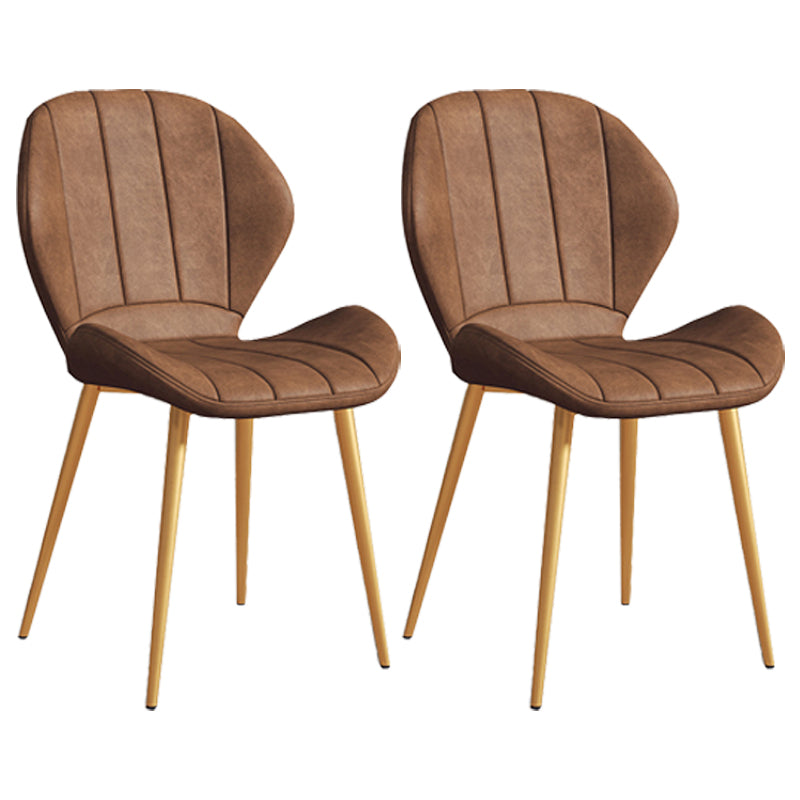 Scandinavian Upholstered Home Side Chair Matte Finish Wingback Dining Chair Brown 2 Piece Set Brass Gold Clearhalo ' kitchen&dining_furn' 'Dining Chairs' 'Dining Tables & Seating' 'dining_chair' 'furn' 'furn_dining_chair' 'Furniture' 'furniture_dining_chair' 'Kitchen & Dining Furniture' 'kitchen' 4206813