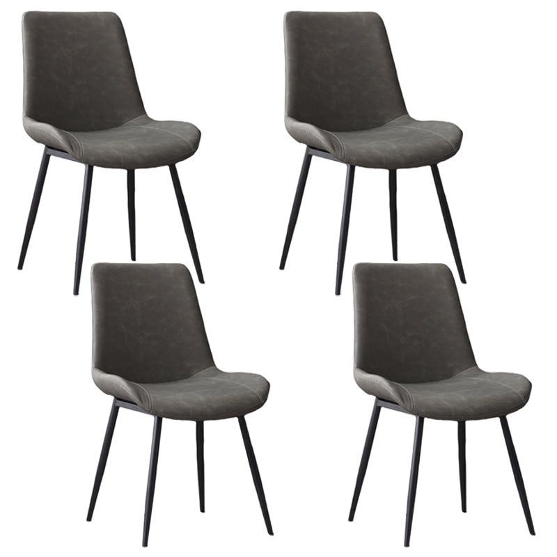 Contemporary Leather Side Chair Matte Finish Solid Back Dining Chair Grey 4 Piece Set Clearhalo ' kitchen&dining_furn' 'Dining Chairs' 'Dining Tables & Seating' 'dining_chair' 'furn' 'furn_dining_chair' 'Furniture' 'furniture_dining_chair' 'Kitchen & Dining Furniture' 'kitchen' 4206838
