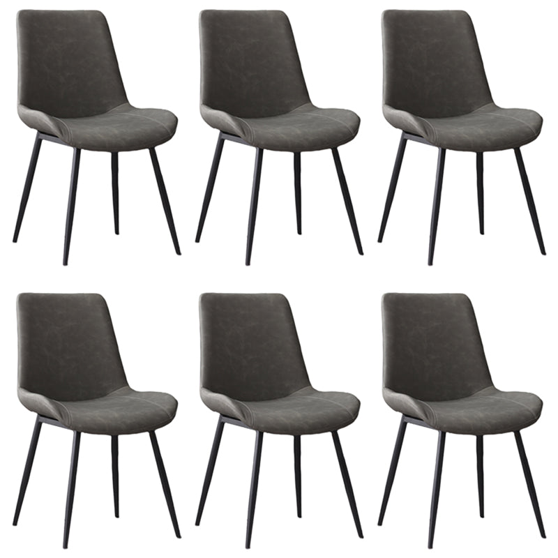 Contemporary Leather Side Chair Matte Finish Solid Back Dining Chair Grey 6 Piece Set Clearhalo ' kitchen&dining_furn' 'Dining Chairs' 'Dining Tables & Seating' 'dining_chair' 'furn' 'furn_dining_chair' 'Furniture' 'furniture_dining_chair' 'Kitchen & Dining Furniture' 'kitchen' 4206839