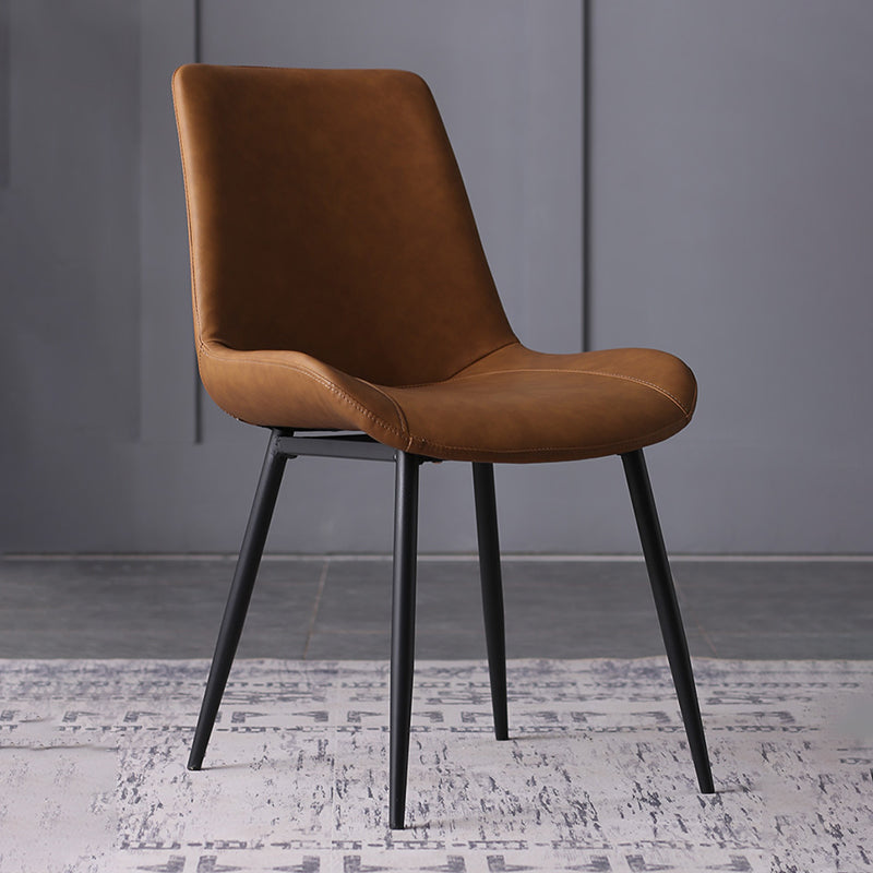 Contemporary Leather Side Chair Matte Finish Solid Back Dining Chair Clearhalo ' kitchen&dining_furn' 'Dining Chairs' 'Dining Tables & Seating' 'dining_chair' 'furn' 'furn_dining_chair' 'Furniture' 'furniture_dining_chair' 'Kitchen & Dining Furniture' 'kitchen' 4206841