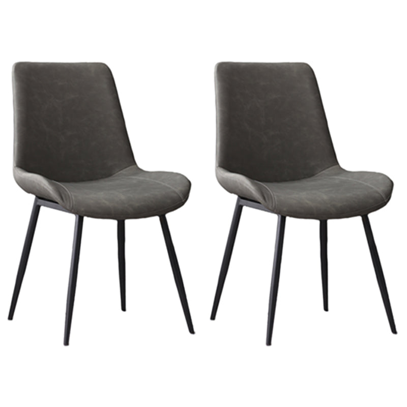 Contemporary Leather Side Chair Matte Finish Solid Back Dining Chair Grey 2 Piece Set Clearhalo ' kitchen&dining_furn' 'Dining Chairs' 'Dining Tables & Seating' 'dining_chair' 'furn' 'furn_dining_chair' 'Furniture' 'furniture_dining_chair' 'Kitchen & Dining Furniture' 'kitchen' 4206842
