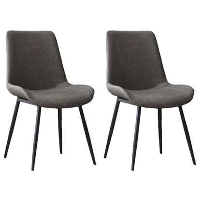 Contemporary Leather Side Chair Matte Finish Solid Back Dining Chair Grey 2 Piece Set Clearhalo ' kitchen&dining_furn' 'Dining Chairs' 'Dining Tables & Seating' 'dining_chair' 'furn' 'furn_dining_chair' 'Furniture' 'furniture_dining_chair' 'Kitchen & Dining Furniture' 'kitchen' 4206842