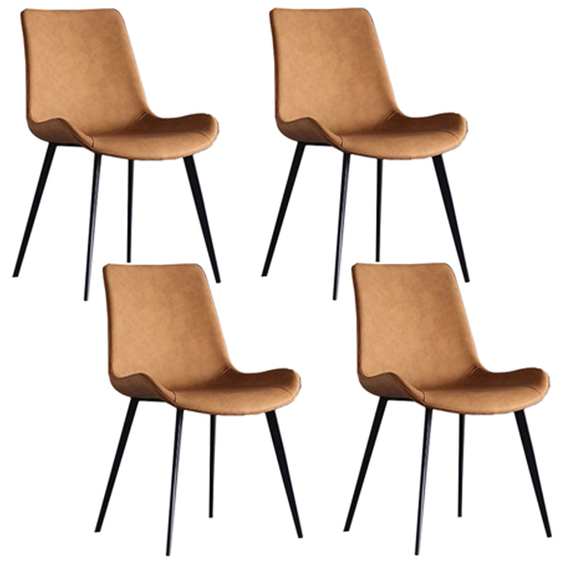 Contemporary Leather Side Chair Matte Finish Solid Back Dining Chair Orange 4 Piece Set Clearhalo ' kitchen&dining_furn' 'Dining Chairs' 'Dining Tables & Seating' 'dining_chair' 'furn' 'furn_dining_chair' 'Furniture' 'furniture_dining_chair' 'Kitchen & Dining Furniture' 'kitchen' 4206843