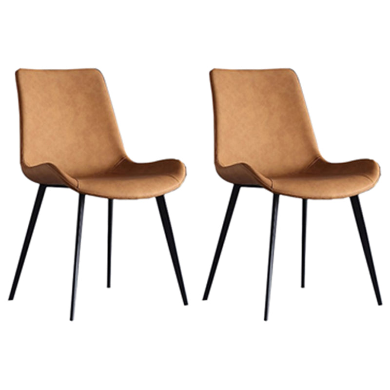 Contemporary Leather Side Chair Matte Finish Solid Back Dining Chair Orange 2 Piece Set Clearhalo ' kitchen&dining_furn' 'Dining Chairs' 'Dining Tables & Seating' 'dining_chair' 'furn' 'furn_dining_chair' 'Furniture' 'furniture_dining_chair' 'Kitchen & Dining Furniture' 'kitchen' 4206847