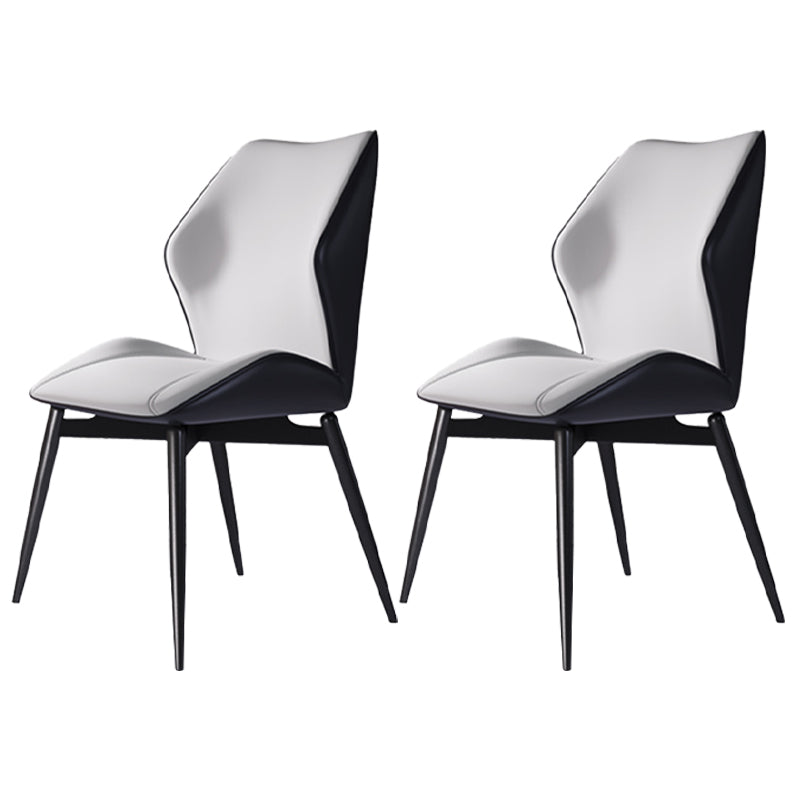 Contemporary Leather Home Side Chair Wingback Dining Chair (Set of 2) Cream Gray Clearhalo ' kitchen&dining_furn' 'Dining Chairs' 'Dining Tables & Seating' 'dining_chair' 'furn' 'furn_dining_chair' 'Furniture' 'furniture_dining_chair' 'Kitchen & Dining Furniture' 'kitchen' 4206860