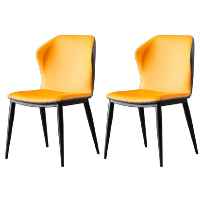 Modern Leather Home Side Chair Matte Finish Wingback Dining Chairs (Set of 2) Yellow Clearhalo ' kitchen&dining_furn' 'Dining Chairs' 'Dining Tables & Seating' 'dining_chair' 'furn' 'furn_dining_chair' 'Furniture' 'furniture_dining_chair' 'Kitchen & Dining Furniture' 'kitchen' 4206873