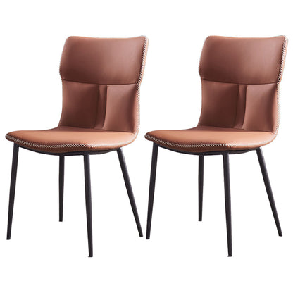 Contemporary Leather Side Chair Solid Back Dining Chair (Set of 2) Red Clearhalo ' kitchen&dining_furn' 'Dining Chairs' 'Dining Tables & Seating' 'dining_chair' 'furn' 'furn_dining_chair' 'Furniture' 'furniture_dining_chair' 'Kitchen & Dining Furniture' 'kitchen' 4206892