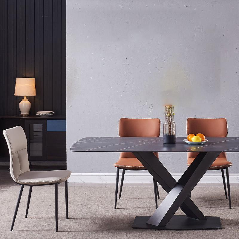 Contemporary Leather Side Chair Solid Back Dining Chair (Set of 2) Clearhalo ' kitchen&dining_furn' 'Dining Chairs' 'Dining Tables & Seating' 'dining_chair' 'furn' 'furn_dining_chair' 'Furniture' 'furniture_dining_chair' 'Kitchen & Dining Furniture' 'kitchen' 4206895