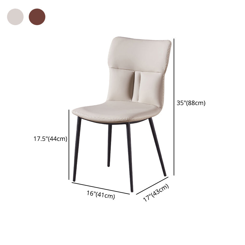 Contemporary Leather Side Chair Solid Back Dining Chair (Set of 2) Clearhalo ' kitchen&dining_furn' 'Dining Chairs' 'Dining Tables & Seating' 'dining_chair' 'furn' 'furn_dining_chair' 'Furniture' 'furniture_dining_chair' 'Kitchen & Dining Furniture' 'kitchen' 4206902